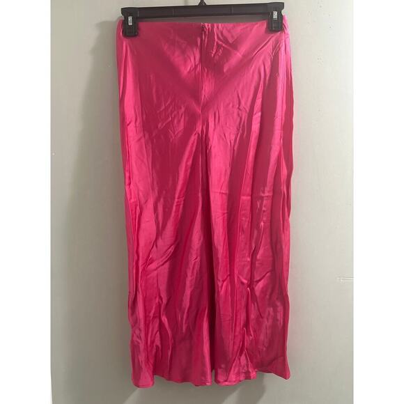 Frank & Oak The Satin Maxi Skirt in Fuchsia Size Medium New - Picture 5 of 6